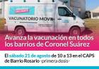 Vacunatorio Móvil: Avanza la vacunación en todos los barrios de Coronel Suárez⠀