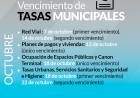 Vencimiento de tasas municipales del mes de Octubre