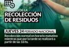 Horario de recolección de residuos Feriado Nacional 