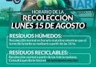 Horario de recolección de residuos Feriado Nacional