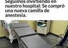 Seguimos invirtiendo en nuestro hospital: se compró una nueva camilla de anestesia