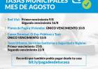 VENCIMIENTO DE TASAS MUNICIPALES DEL MES DE AGOSTO