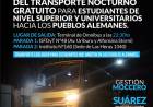 Recorrido del TRANSPORTE NOCTURNO GRATUITO para estudiantes hacia los pueblos alemanes