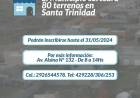 El Municipio sorteará 80 terrenos en Santa Trinidad