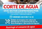 VIERNES 10 DE MAYO CORTE EN EL SUMINISTRO DE AGUA CORRIENTE