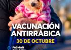 Atención vecinos de Pasman y Cura Malal: Campaña de vacunación antirrábica este viernes 30 de octubre
