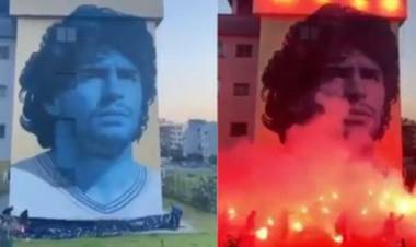 Inauguraron un nuevo mural de Diego Maradona en Nápoles: la impactante presentación de los fanáticos