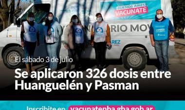 Se aplicaron 326 dosis entre Huanguelén y Pasman