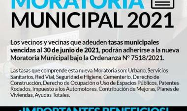 Esta en marcha la Moratoria Municipal 2021