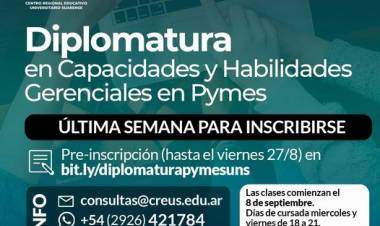CREUS-UNS: Últimos días para inscribirse en la Diplomatura en Capacidades y Habilidades Gerenciales en Pymes