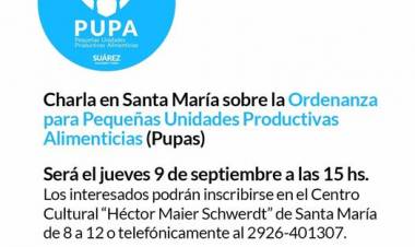 Charla en Santa María sobre la Ordenanza para Pequeñas Unidades Productivas Alimenticias (Pupas)