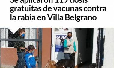 Se aplicaron 119 dosis gratuitas de vacunas contra la rabia en Villa Belgrano⠀