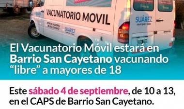 El Vacunatorio Móvil estará en Barrio San Cayetano vacunando “libre” a mayores de 18