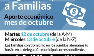 Desarrollo Social:Pago de ayudas a familias del mes de octubre