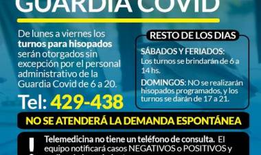 Horario de hisopados a partir de este Lunes 3 de Enero 2022