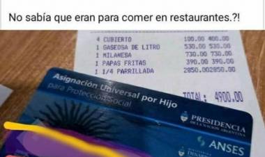 Gastaron $4.900 en restaurante y pagaron con la tarjeta de la AUH