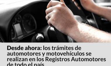 Los trámites de automotores y motovehículos se realizan en los Registros Automotores de todo el país