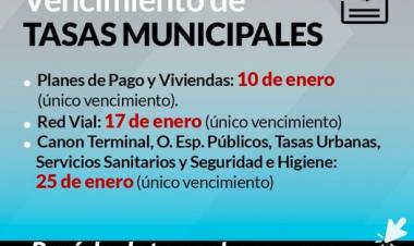Vencimiento de tasas municipales del mes de enero 