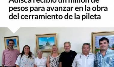 Huanguelén: Adisca recibió un millón de pesos para avanzar en la obra del cerramiento de la pileta