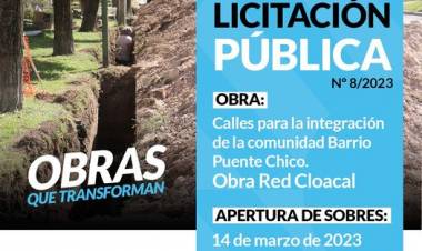 Licitacion: calles para la integración de la comunidad Barrio Puente Chico – Obra Red Cloacal