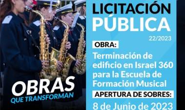 Licitación Pública: “Terminación de edificio en calle Israel Nº 360 para la Escuela de Formación Musical”