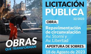 Licitación Pública: “Repavimentación de Circunvalación Av. Storni y Av. Libertad” 