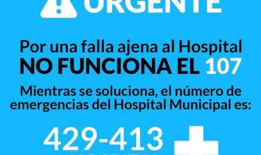 ATENCION: eL 107 de EMERGENCIAS está fuera de SERVICIO