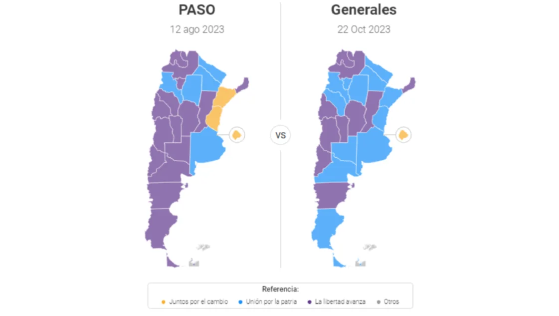 Cómo varió el voto a Massa y a Milei de las PASO a la elección general