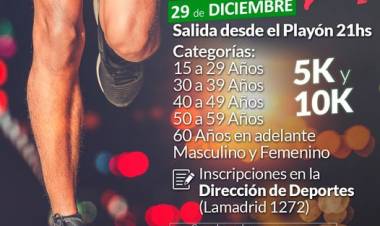 Se viene la 3ra. carrera nocturna 5 km y 10 km