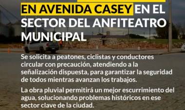 Inicia la obra pluvial en avenida Casey en el sector del Anfiteatro Municipal