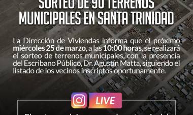 Derecho a la vivienda: sorteo de 90 terrenos en Pueblo Santa Trinidad