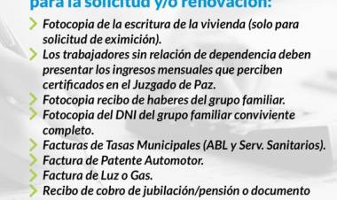 Renovación y /o Eximición de Tasas Municipales