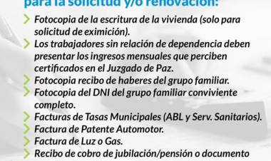 Renovación y /o Eximición de Tasas Municipales