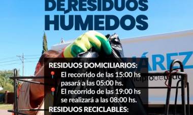 Servicio de recolección de residuos este Jueves 6 de Agosto, Aniversario de Coronel Suárez 