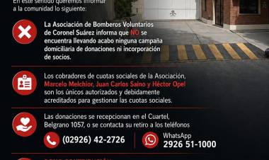 Comunicado de Bomberos Voluntarios de Coronel Suarez