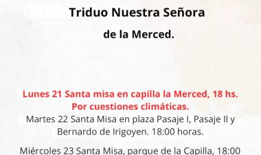 Invitacion a participar del Triduo y Fiesta de Nuestra Señora de la Merced