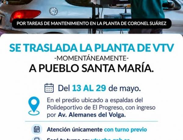 Se traslada la planta de VTV a Santa María