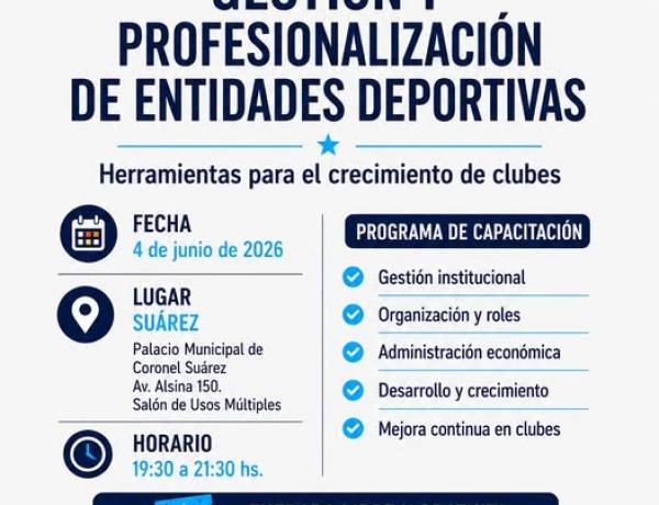 Capacitación gratuita para clubes y entidades deportivas