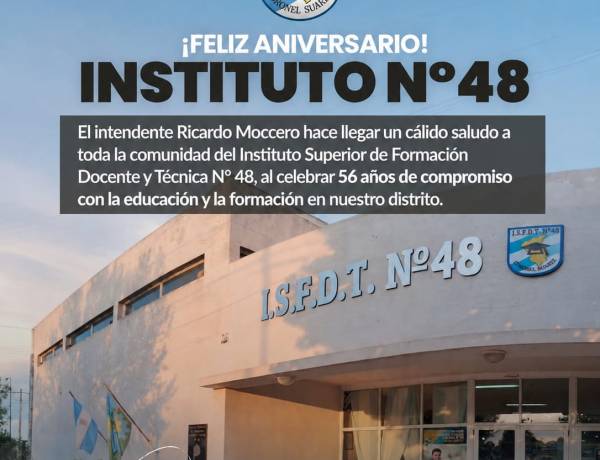 Cumple 56 años el Instituto Superior de Formación Docente y Técnica N° 48