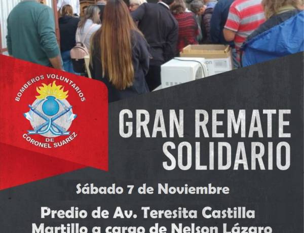 Bomberos Voluntarios Coronel Suárez anuncia su gran remate anual