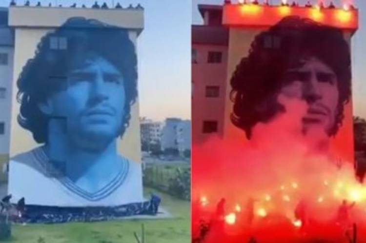Inauguraron un nuevo mural de Diego Maradona en Nápoles: la impactante presentación de los fanáticos