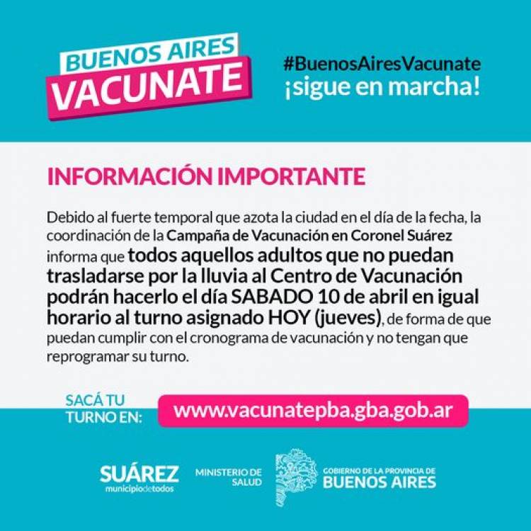 #VacunateSuárez INFORMACIÓN IMPORTANTE