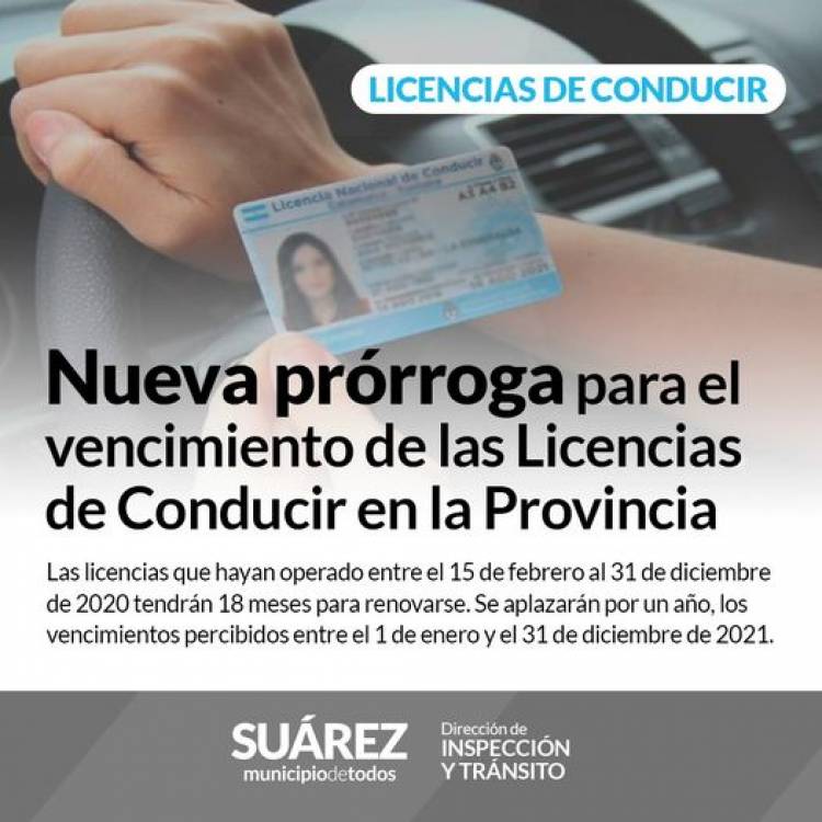 Nueva prórroga para el vencimiento de las Licencias de Conducir en la Provincia⠀