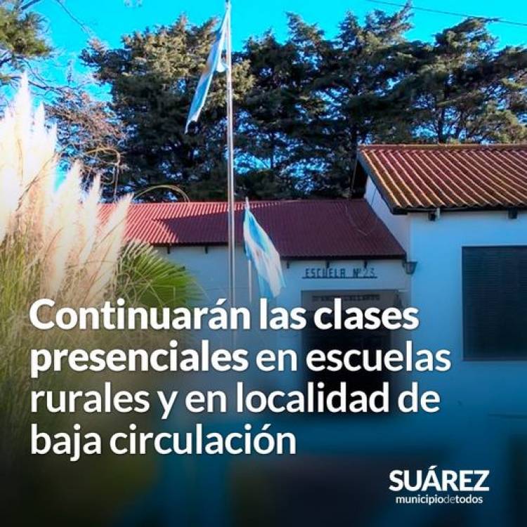 Continuarán las clases presenciales en escuelas rurales y en localidad de baja circulación