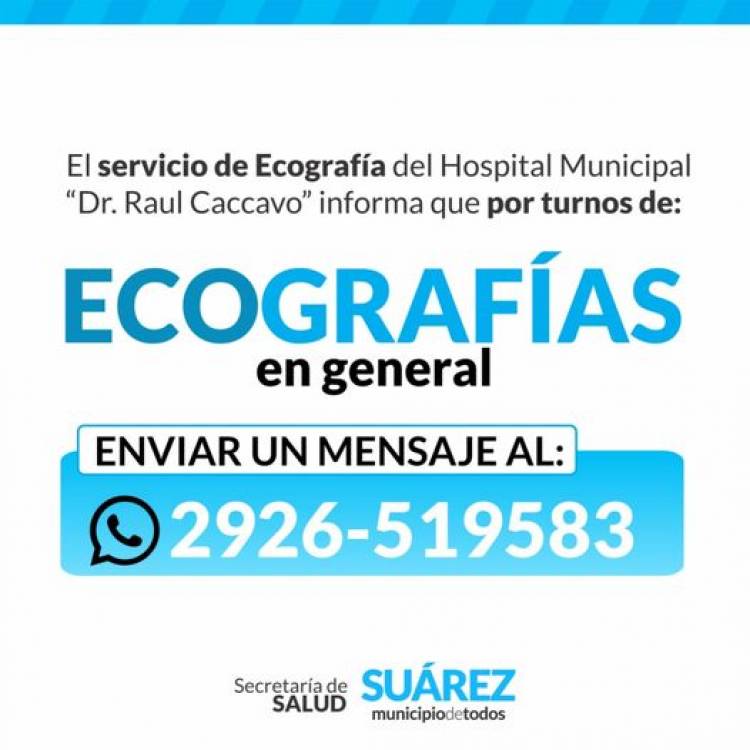 El servicio de Rayos y el servicio de Ecografías del Hospital Municipal informa