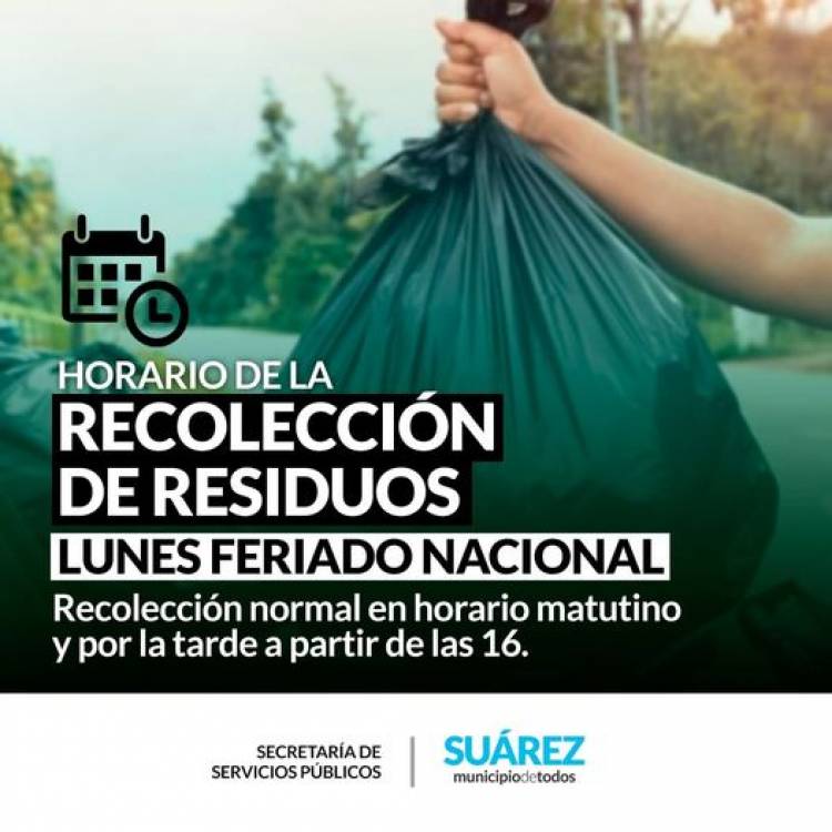 Horario de recolección de residuos lunes feriado