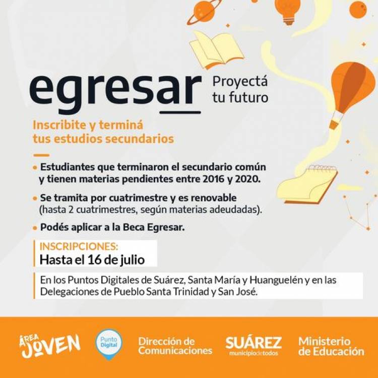 Última semana para inscribirte en el programa EGRESAR⠀