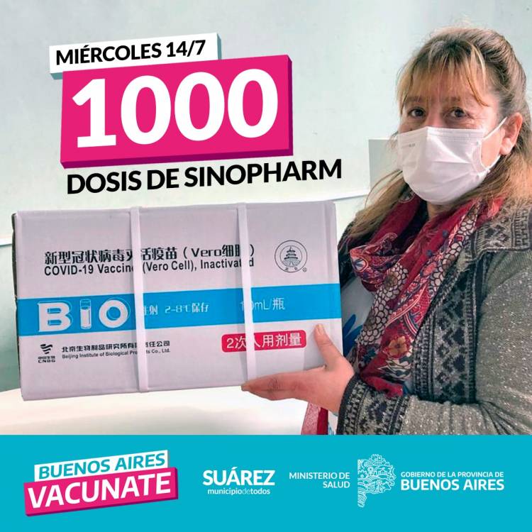 LA VACUNA ES LIBERTAD: LLEGARON 1000 DOSIS DE SINOPHARM