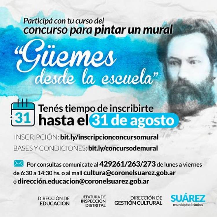 “Güemes desde la escuela”: últimos días para participar del concurso para pintar el mural