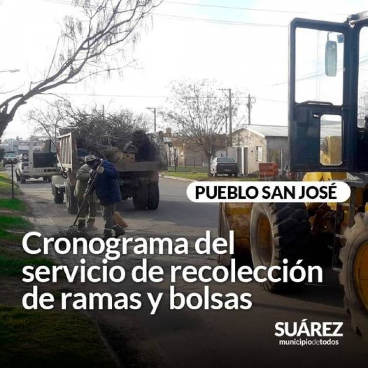 Atención vecinos de Pueblo San José: cronograma del servicio de recolección de ramas y bolsas⠀
